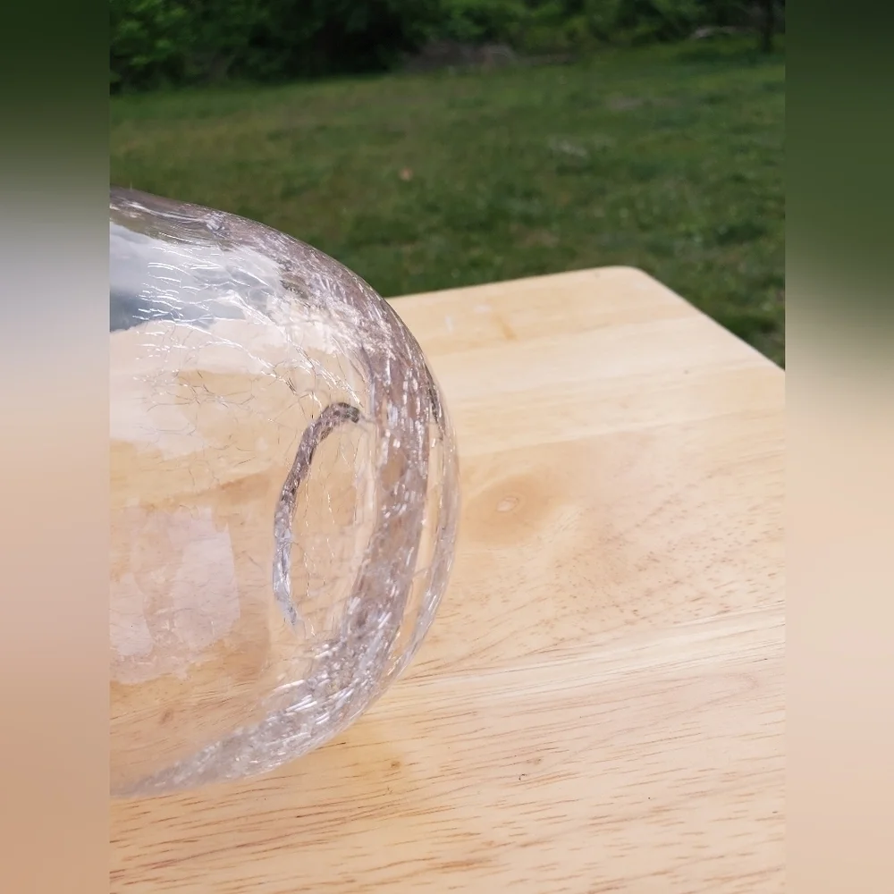 Pier 1 Angled Rim Crackle Stemless Blown clear Glass Cup‎